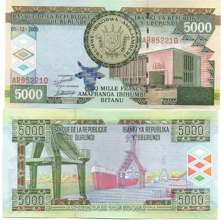 Burundi Бурунди - 5000 Francs 2008 UNC JavirNV