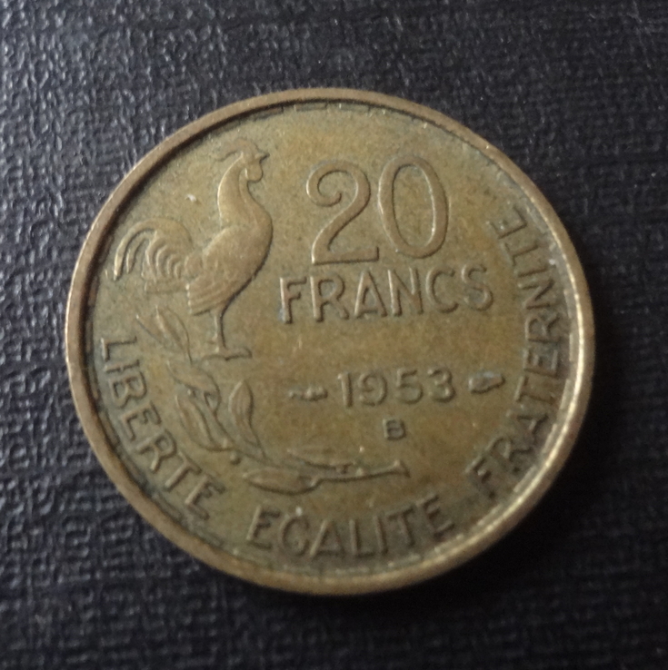 20 франков 1953  Франция   (О.4.8)~, фото №2