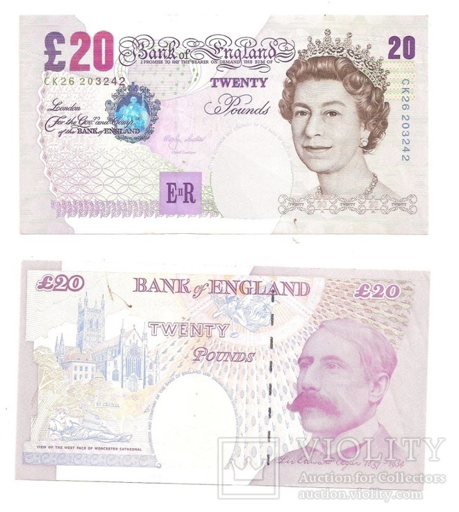 20 Фунтов Великобритания Англия 1990 год