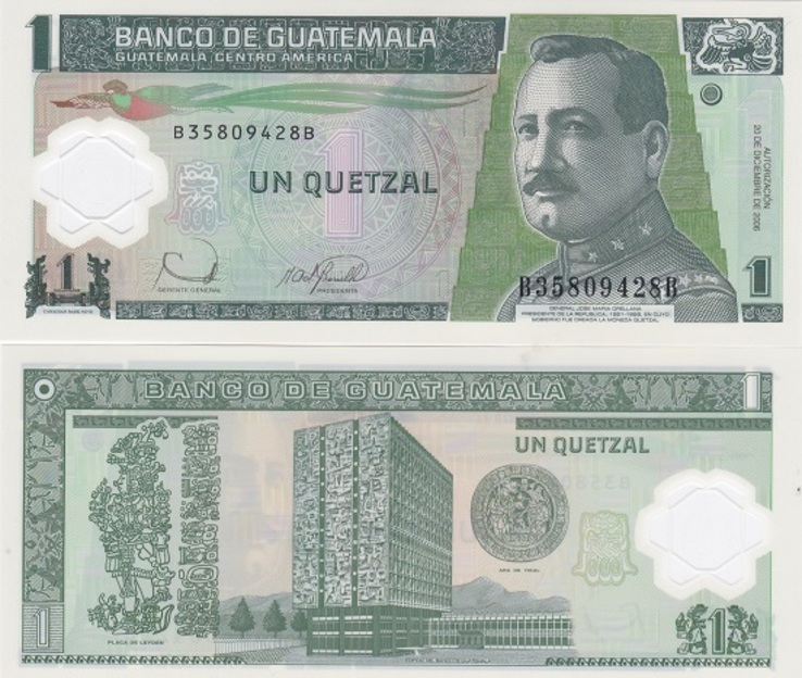 Guatemala Гватемала - 1 Quetzal 2006 polymer