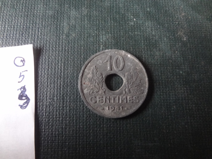 10 сантим 1941 Франция цинк   (О.5.3)~, фото №4