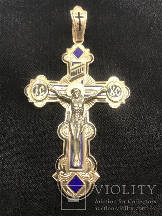 Золотой крест с эмалями 585пр. 21.58 гр., фото №2