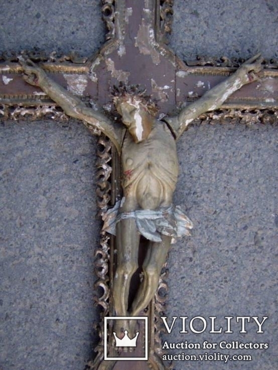 Крест процессионный деревянный резной, фото №4