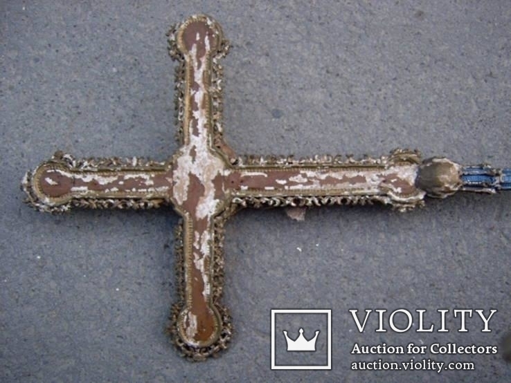 Крест процессионный деревянный резной, фото №6