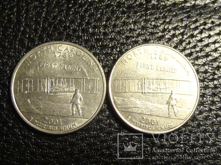 25 центів США 2001 Північна Кароліна (два різновиди)