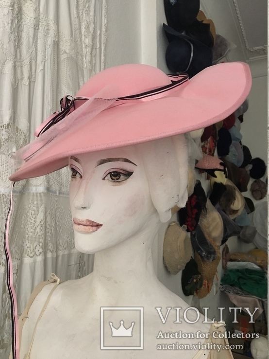 Плоская широкополая шляпка.Розовая ., фото №7