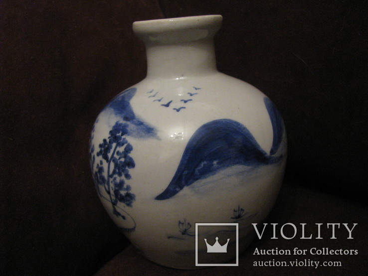 Старая Азиатская ваза - живопись кобальтом., photo number 3