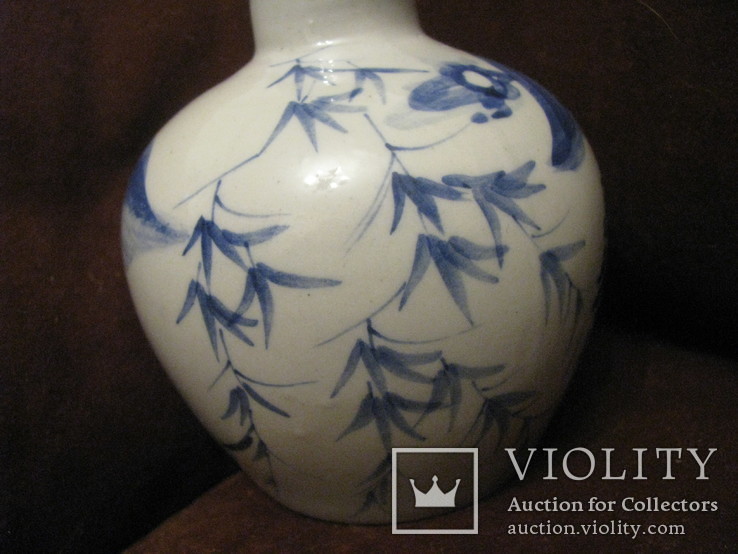 Старая Азиатская ваза - живопись кобальтом., фото №4