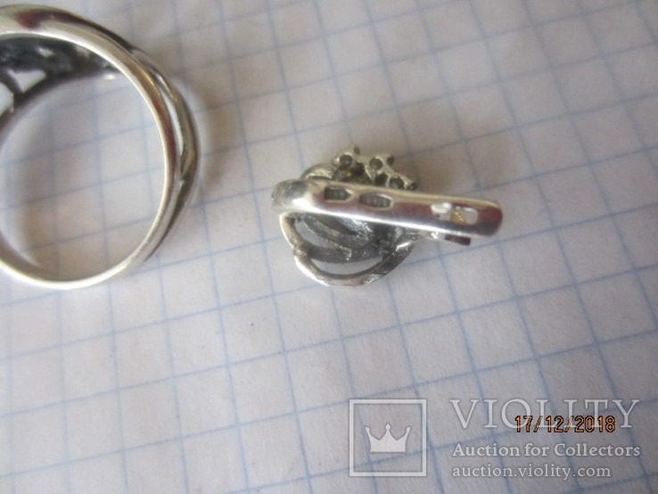 Кольцо и серьги серебро 925 цирконий, фото №5