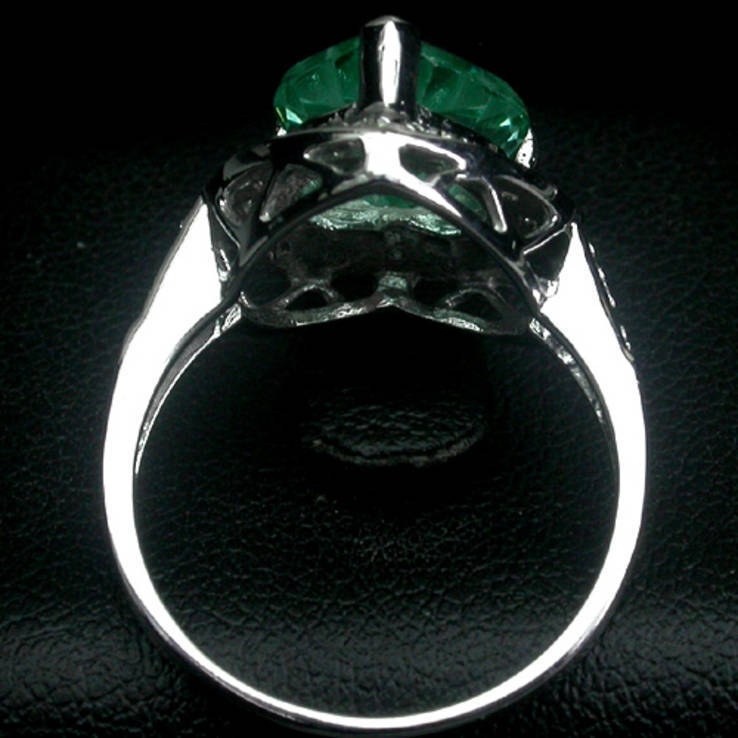 Кольцо 925 натуральный ААА зеленый турмалин, белый сапфир., фото №4