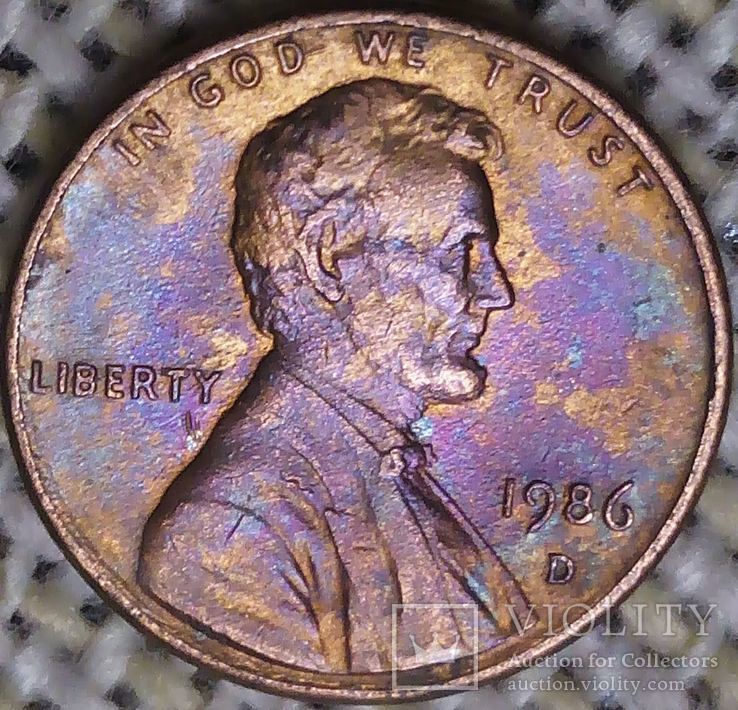 США 1 цент 1986 D