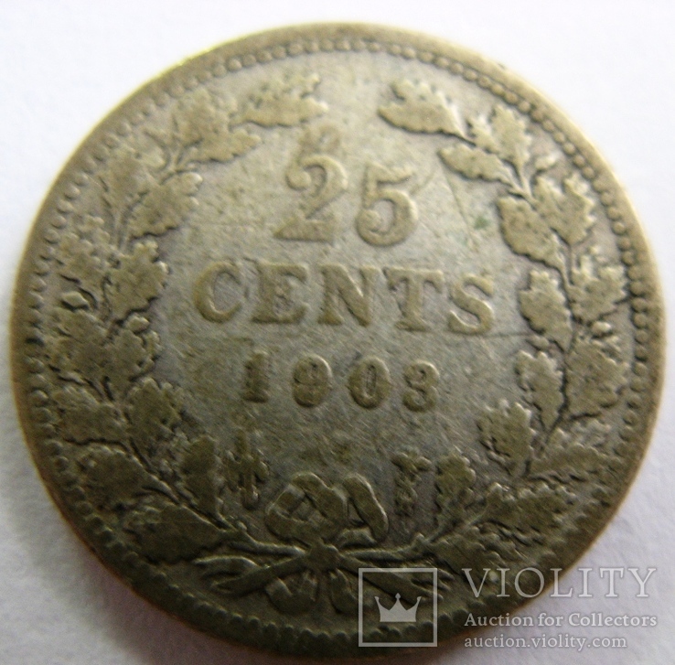 Нидерланды, комплект "Большая голова" 25 ц. 1908 + 10 ц. 1906 +2,5 ц. 1905, фото №4