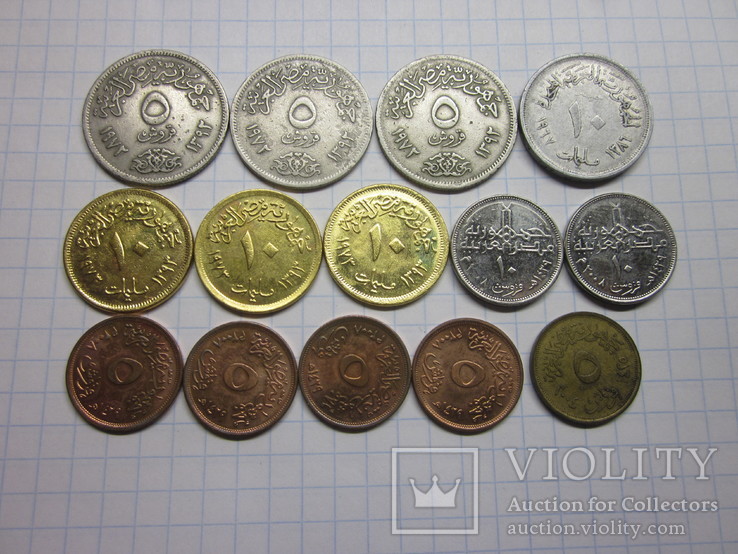 Монеты Египта 14 шт.одним лотом., фото №2