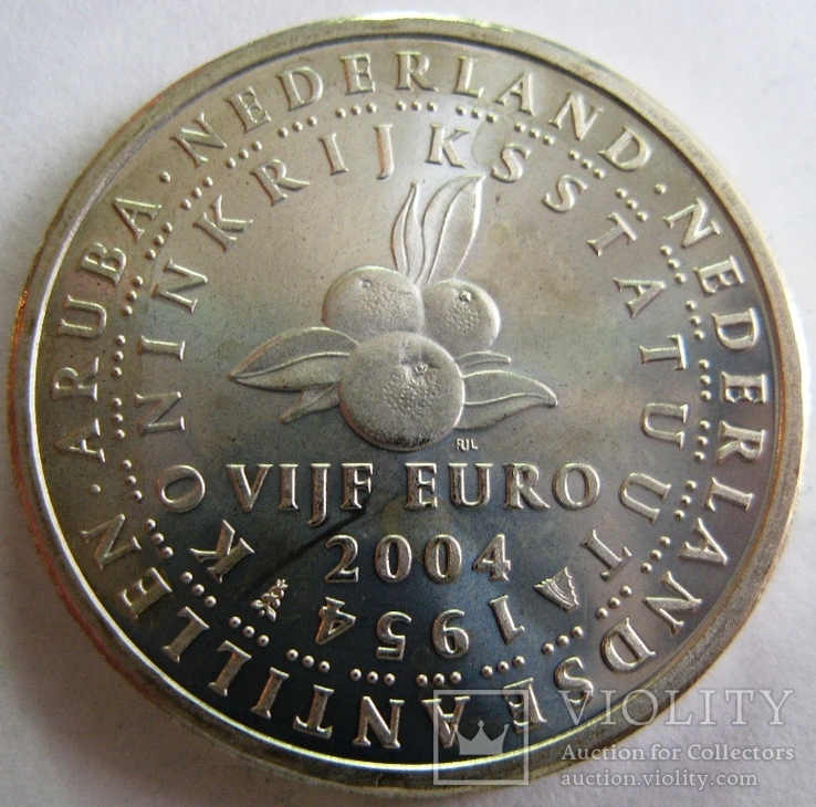 Нидерланды, 5 серебряных евро 2004 "50 лет независимости Антиллов"