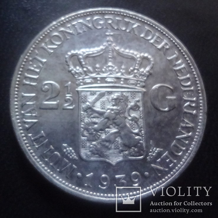 2,5 гульдена 1939 Нидерланды   серебро    (3.4.12)~, фото №3