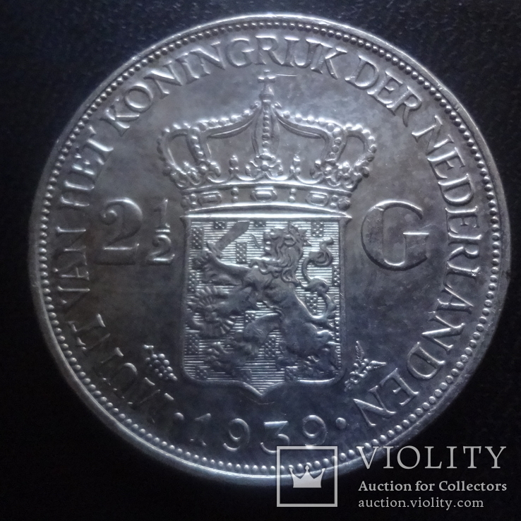 2,5 гульдена 1939 Нидерланды   серебро    (3.4.12)~, фото №4