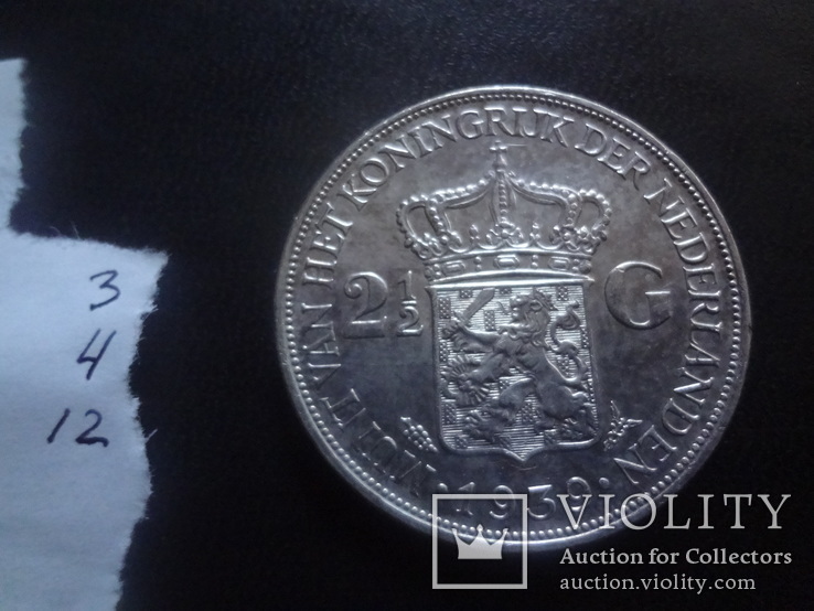 2,5 гульдена 1939 Нидерланды   серебро    (3.4.12)~, фото №7