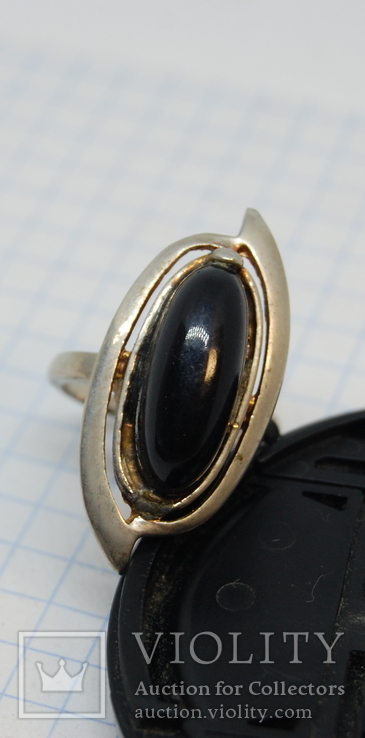 Кольцо с черным камнем, фото №2