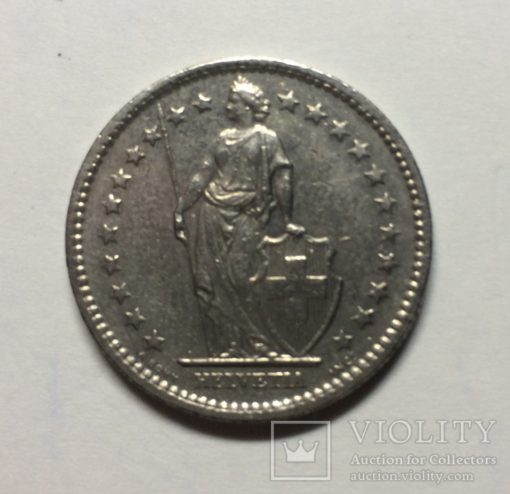 2 франка Швейцарии 1974 поворот аверса с ревер, фото №2
