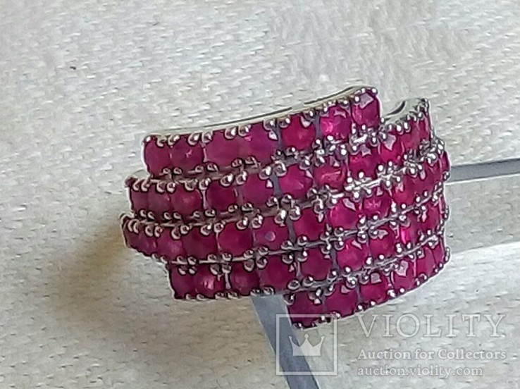 Кольцо серебряное с рубинами. 53 рубина , 2,12 ct, фото №3