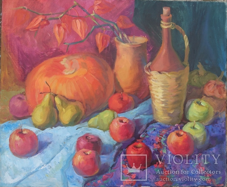 В. Королев "Осенний натюрморт", осень, фрукты, овощи, 60х50, фото №2