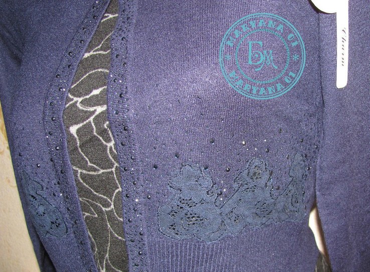 Ozdobna bluzka bolerko niebieska rozmiar L/XL, numer zdjęcia 3