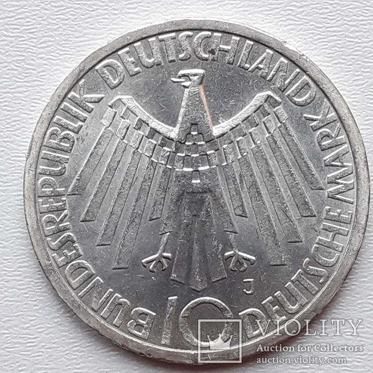 10 марок, ФРГ, 1972 год, Олимпийские игры, Мюнхен, J, серебро 15.5 грамм, фото №3