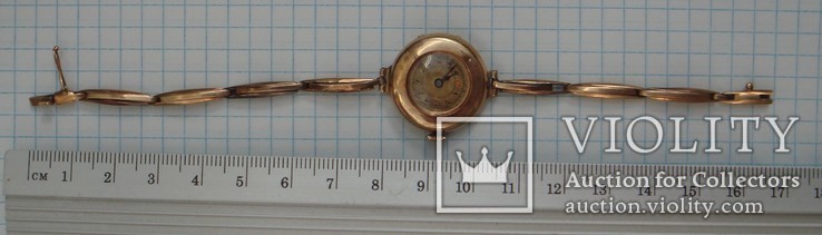 Часы золотые с браслетом, Швейцария, 56пр, 14к. Вес золота прим. 7 г, фото №2