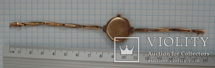 Часы золотые с браслетом, Швейцария, 56пр, 14к. Вес золота прим. 7 г, фото №3