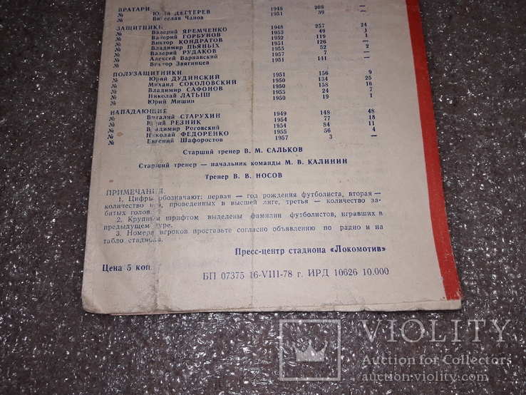 Футбольная Програмка Шахтер Динамо 26 августа 1978г  10000шт, фото №3