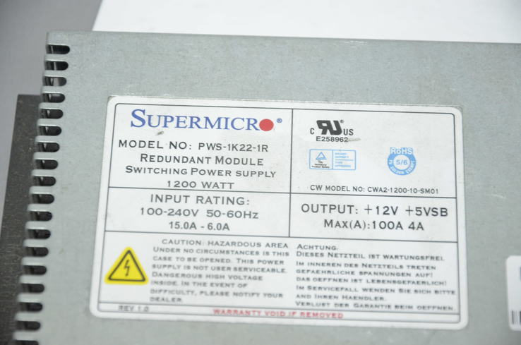 Блок питания Supermicro PWS-1K22-1R на 1200 Вт, фото №5