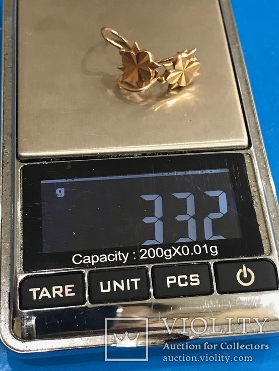 Серьги золото 583, проба СССР вес 3,32, фото №7