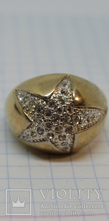 Кольцо с камнями. Золотое покрытие. Клеймо 18KRGP, фото №2