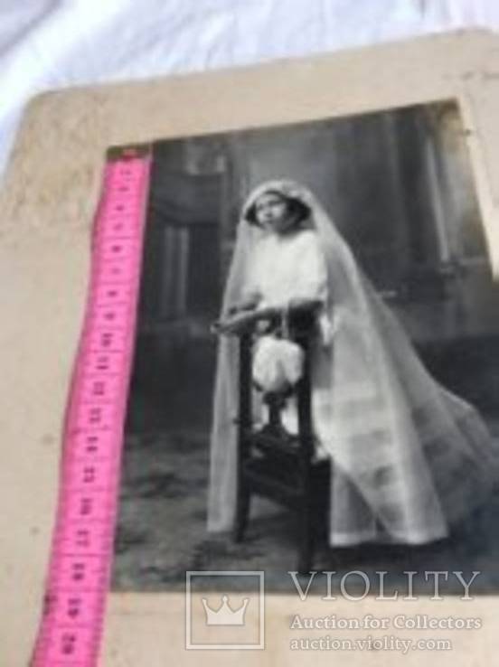 1920 год.Первое причастие.Девочка.Фото с красивым тиснением, фото №12
