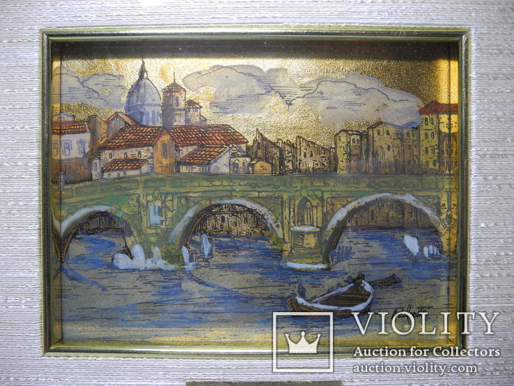 Картина рисованная на серебре ( Прага , Карлов мост ), фото №3