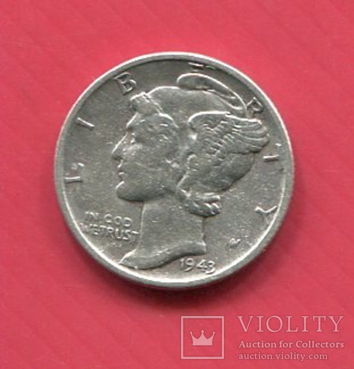 США 10 центов (дайм) 1943 Меркури