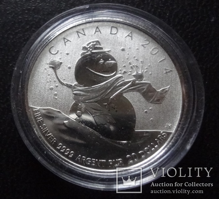 20 долларов 2016 Канада снеговик UNC серебро 999,9 пр., фото №2