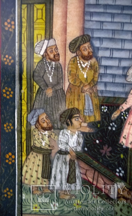  Античная персидская картина на шёлке. В раме под стеклом, фото №10