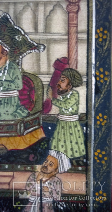  Античная персидская картина на шёлке. В раме под стеклом, фото №12