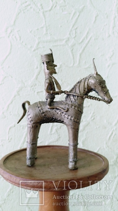 Бронзовая статуэтка, всадник на лошади. Индия XIX в, фото №2