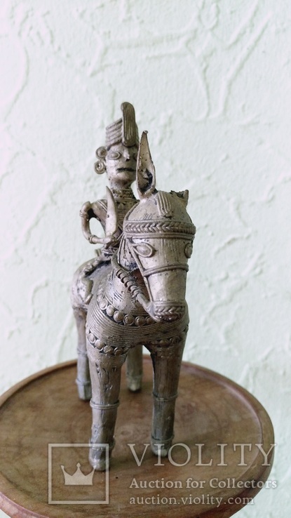 Бронзовая статуэтка, всадник на лошади. Индия XIX в, фото №3