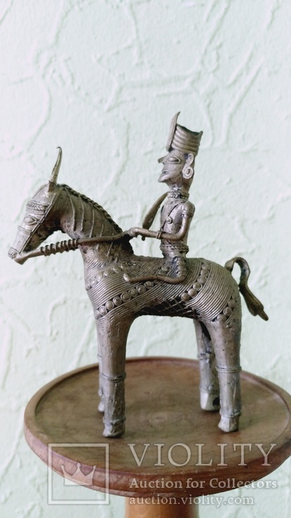Бронзовая статуэтка, всадник на лошади. Индия XIX в, фото №4