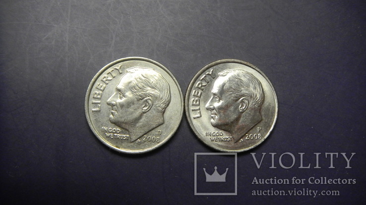 10 центів США 2008 (два різновиди) нечасті, фото №2