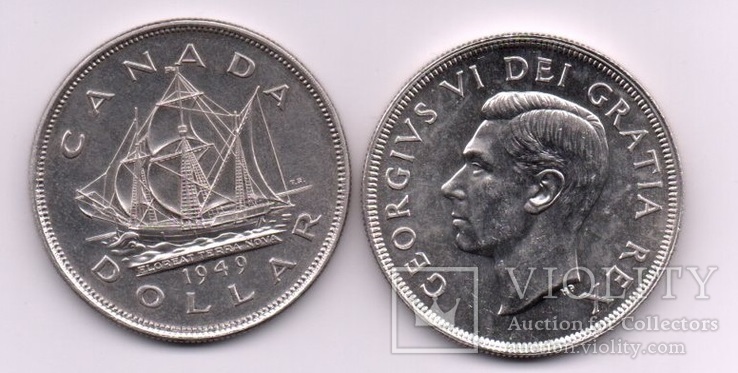 Canada Канада - 1 Dollar 1949 UNC серебро JavirNV