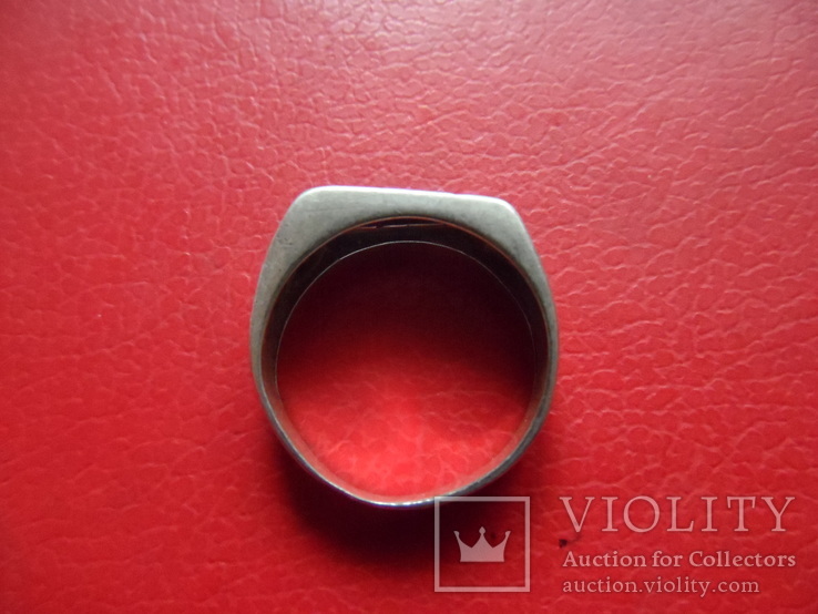 Кольцо перстень печатка  с камнем серебро, фото №4