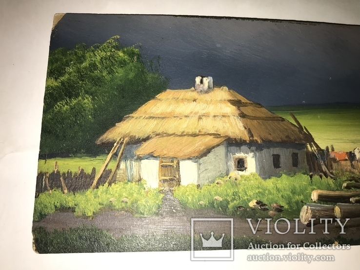 Украинская Хата Рисованная Маслом Открытка до 1917 года, фото №5