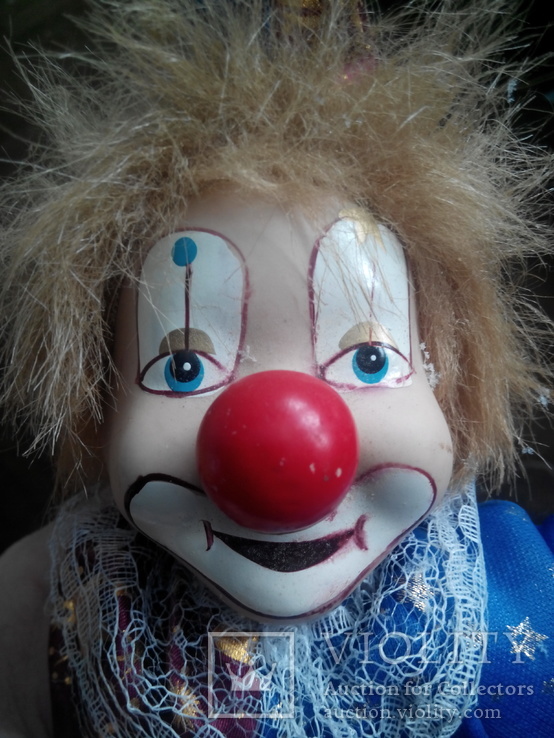 Игрушка клоун - марионетка с керамической головой 36см, фото №2