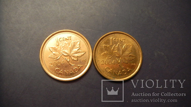 1 цент Канада 2004 (два різновиди) цинк і сталь, фото №2