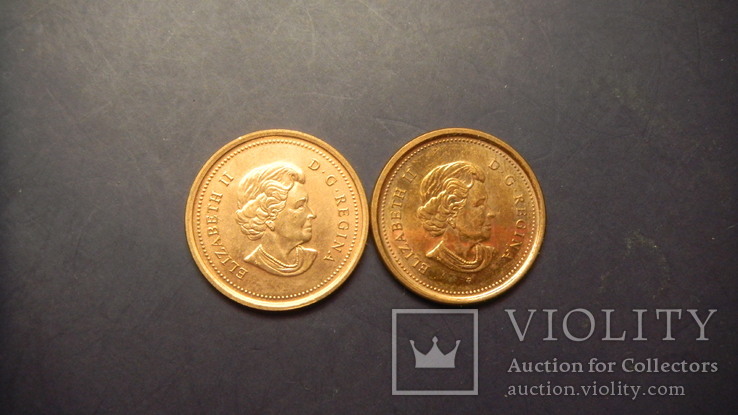 1 цент Канада 2004 (два різновиди) цинк і сталь, фото №3