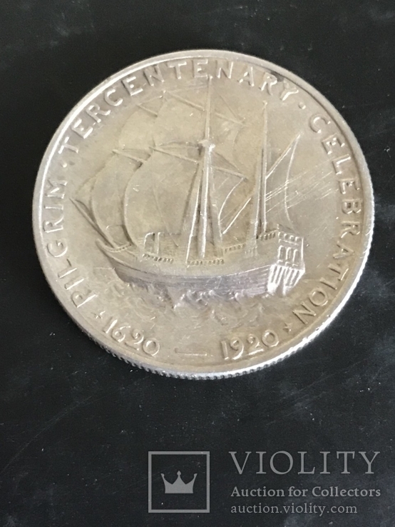 50 центов США 1920 года Пилигрим